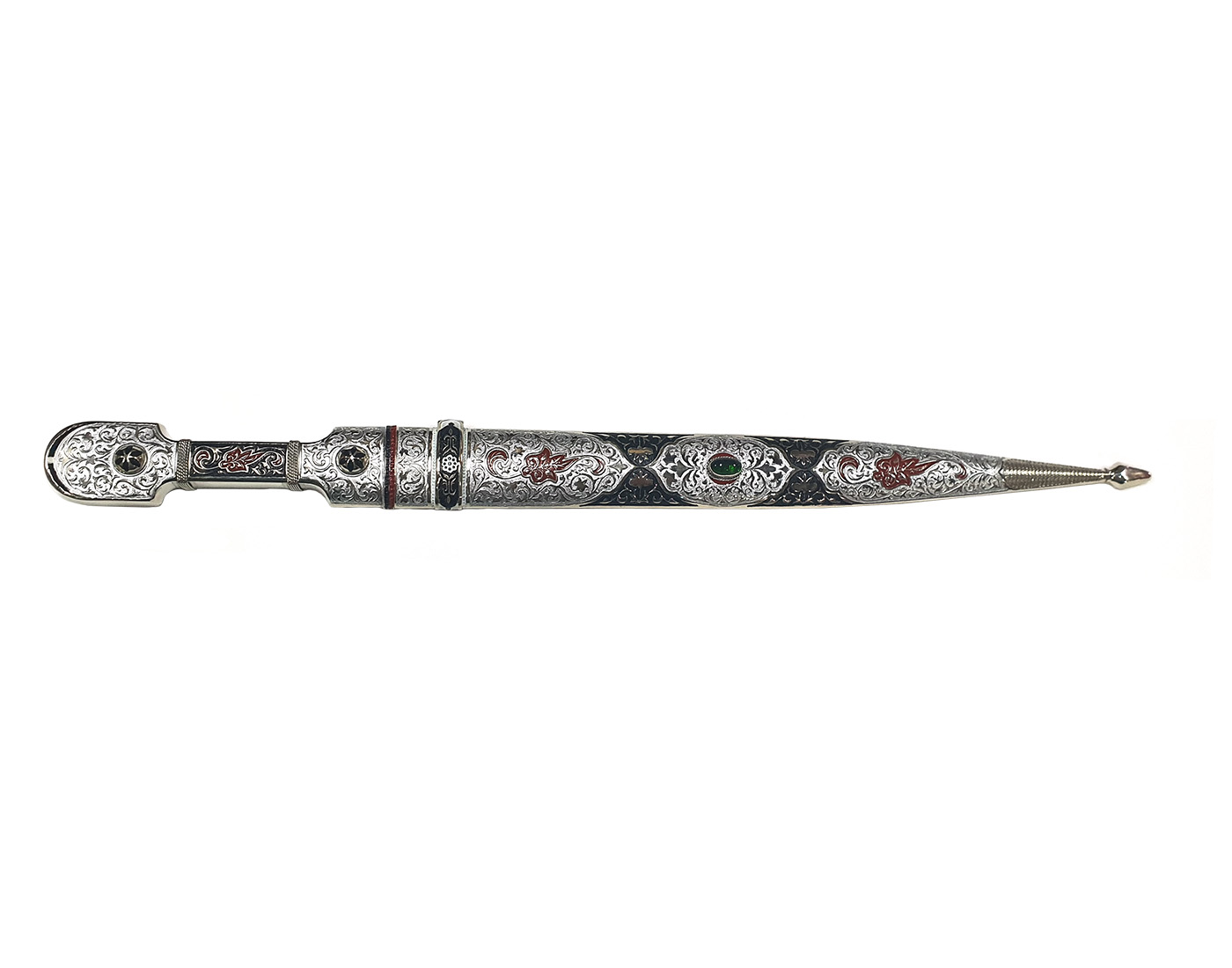 Кинжал сувенирный цветная эмаль,черный с камнем самоцвет, 55 см