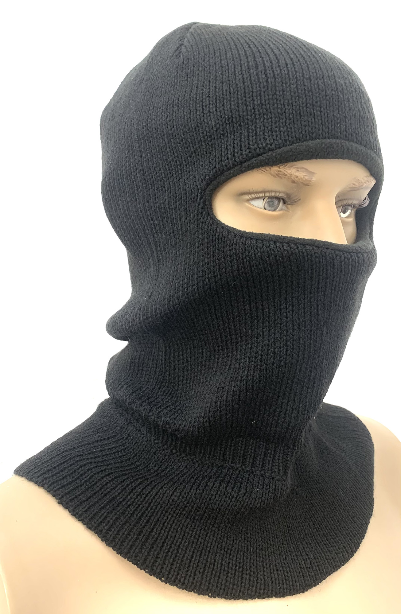 Балаклава Циклоп вязаная на флисе черный