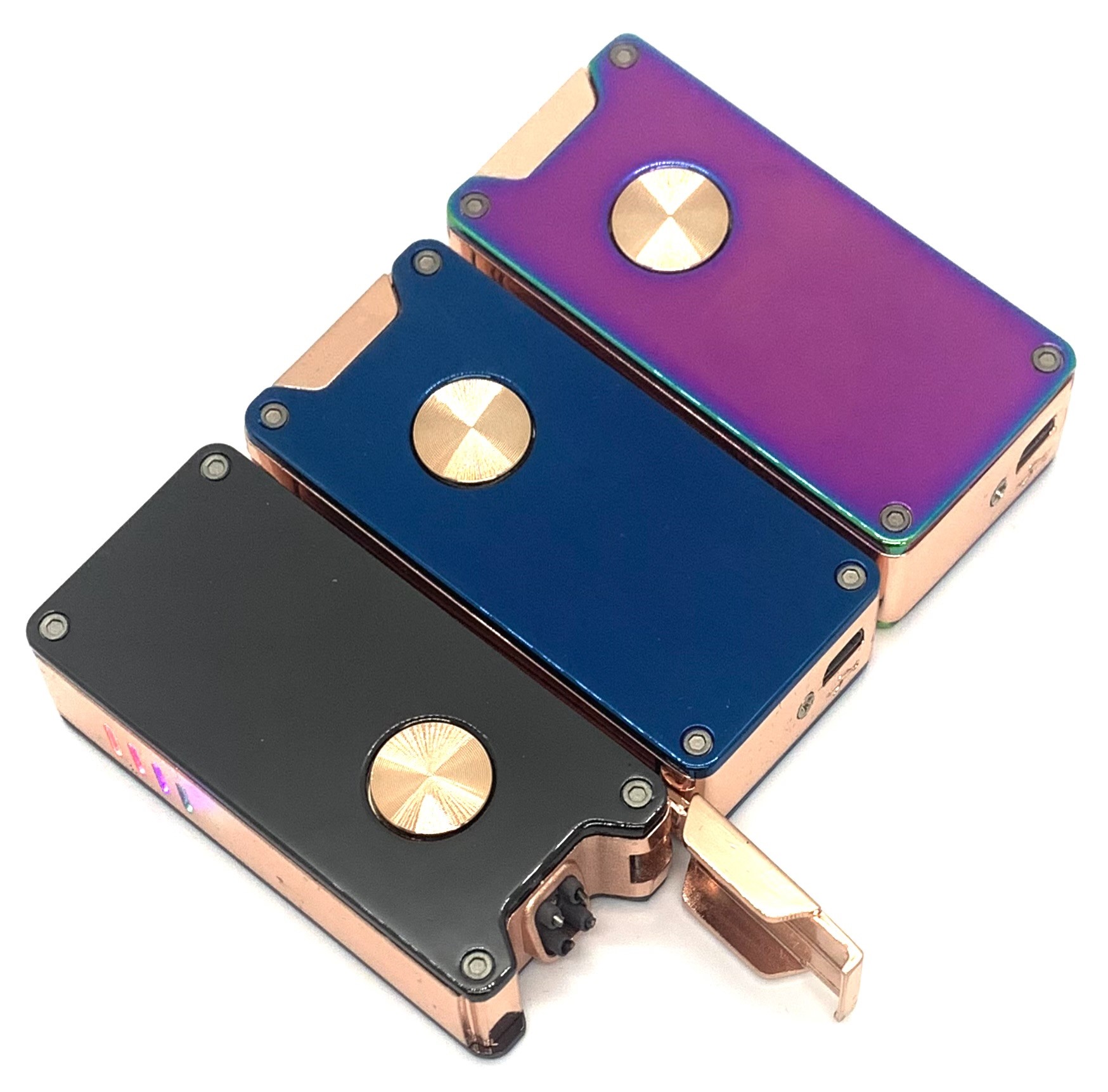 Зажигалка USB импульсная Lighter кнопка, цветная подсветка