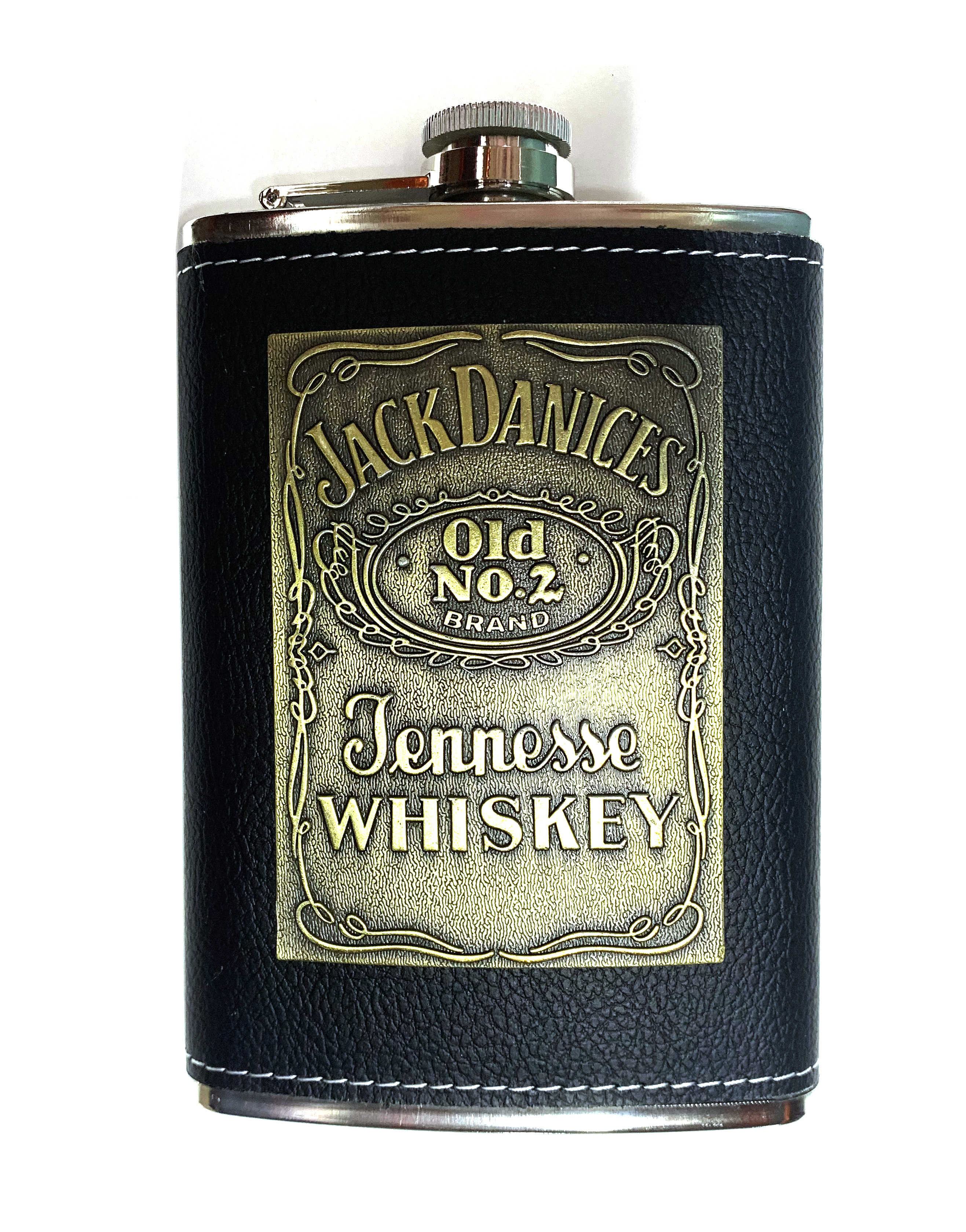 Фляга 8-10 унц. "Jack Daniel's" кожа, вставка латунь