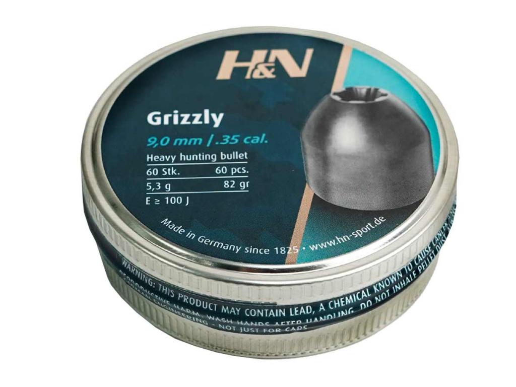 Пули H&N Grizzly 9 мм 5,3 г, 60 шт