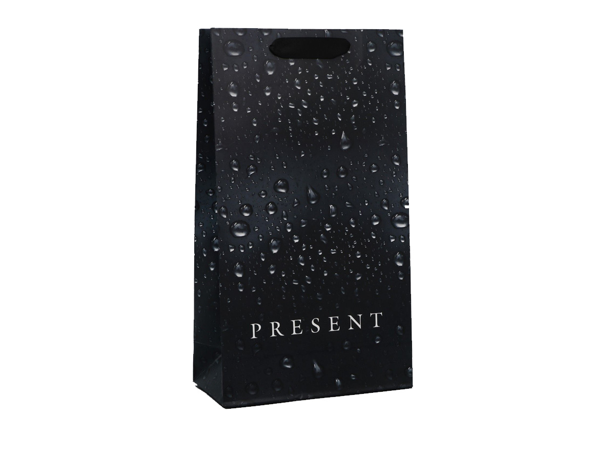 Пакет "Present капли" ламинированный под бутылку, L 35х20х9 см