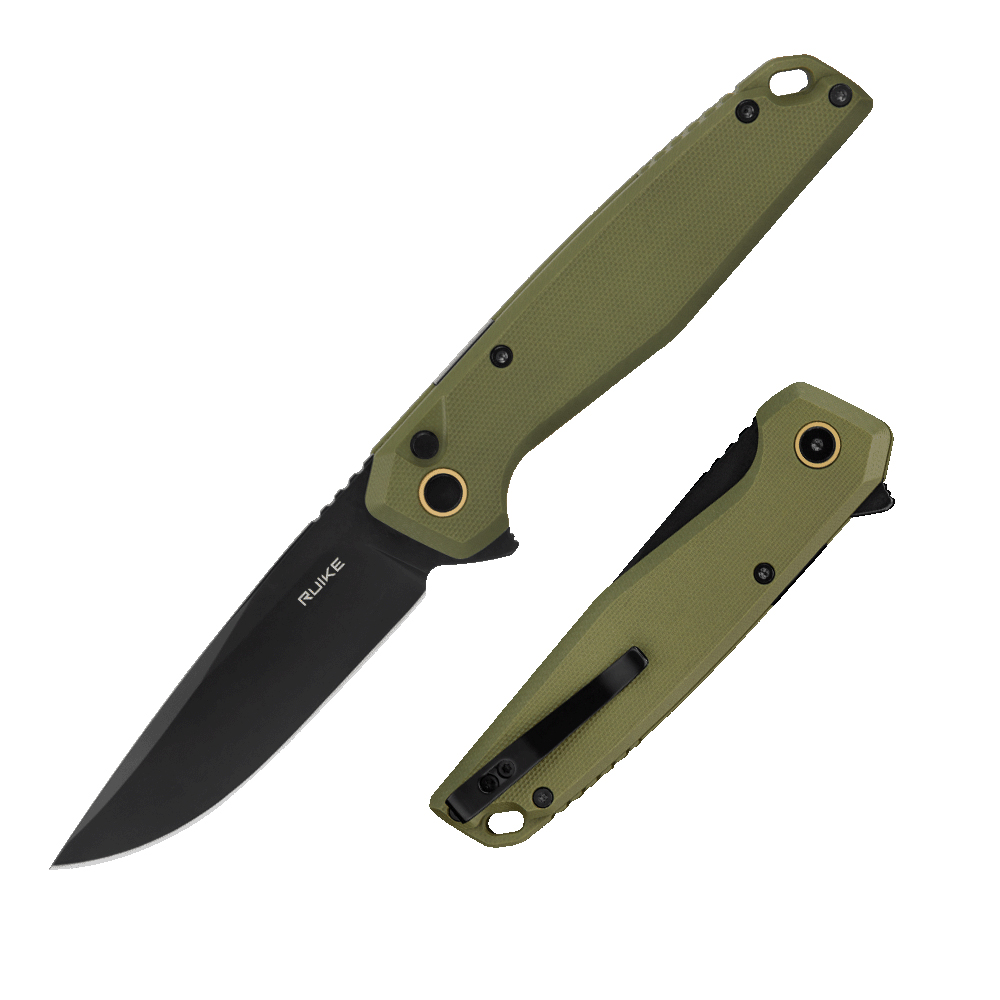 Нож скл. Ruike P873-G, кл. черный 14C28N рук. G10, зеленый