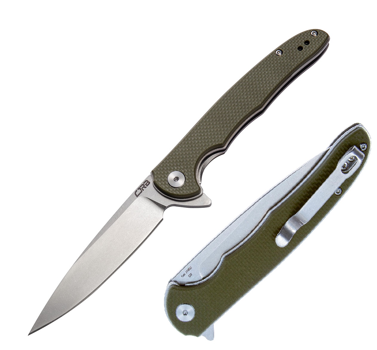 Нож скл. CJRB Briar D2 рук. G10, зеленый