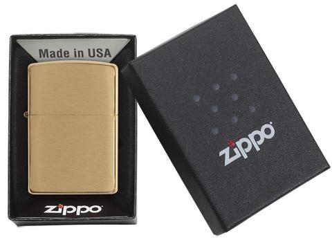 Зажигалка бензиновая Zippo Brushed Brass, латунь, матовая, 36х56х12 мм