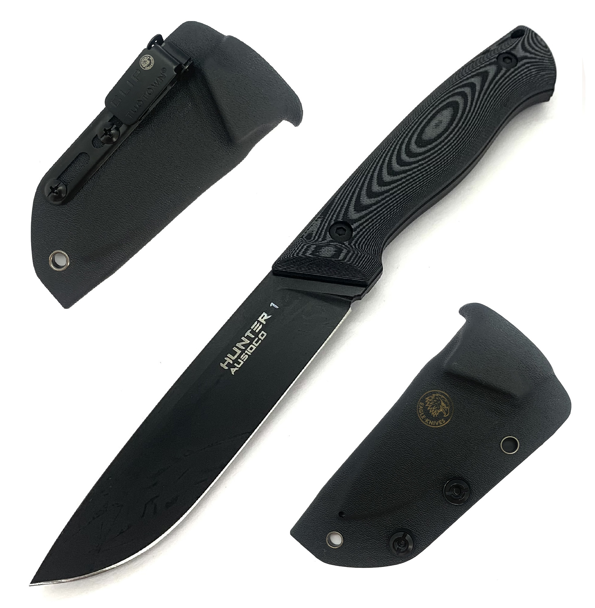 Нож раздел. Eagle Knives Hunter 1, кл. черный AUS10Co рук. микарта микс