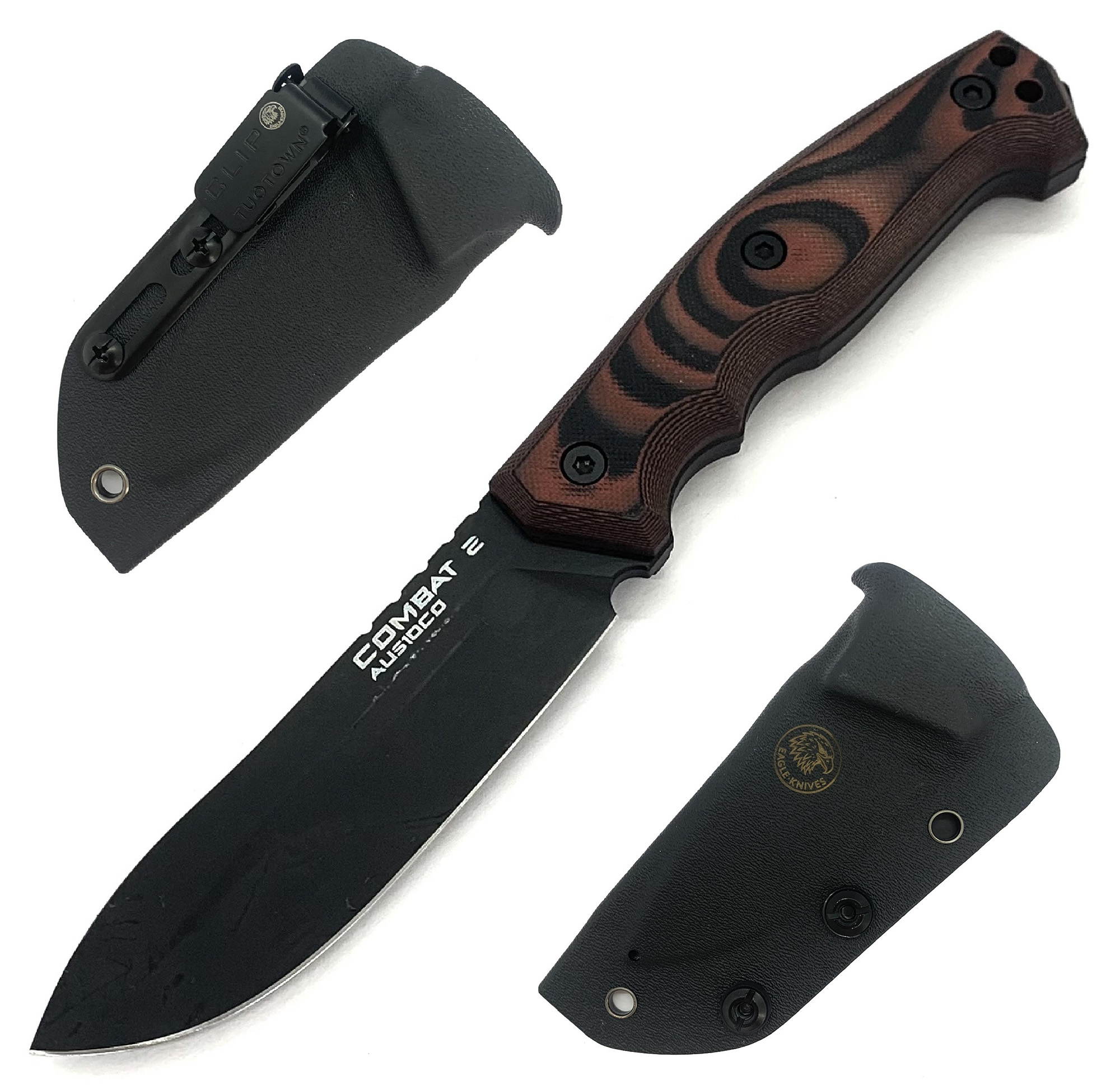 Нож раздел. Eagle Knives Combat 2, кл. черный AUS10Co рук. микарта микс