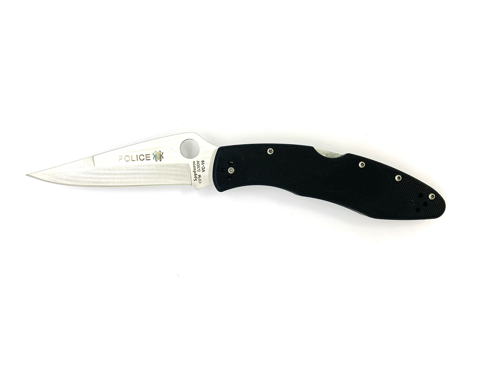 Нож скл. PB Spyderco Police G10H, VC-19 реплика 420 рук. полимер, черный