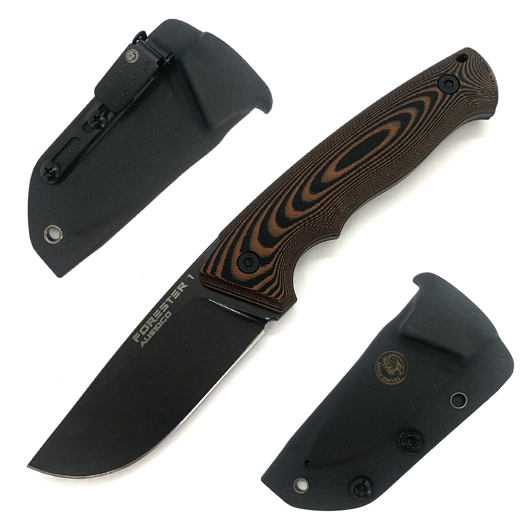 А_Нож раздел. Eagle Knives Forester 1, кл. черный AUS10Co рук. микарта микс