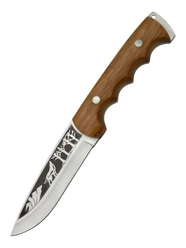 Нож фикс. Алтай, кл. гравировка, ст. 65х13, рук. дерево коричневый