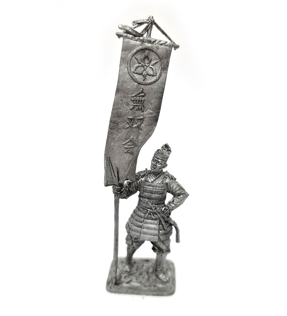 Оловянная фигурка Японский воин - знаменосец