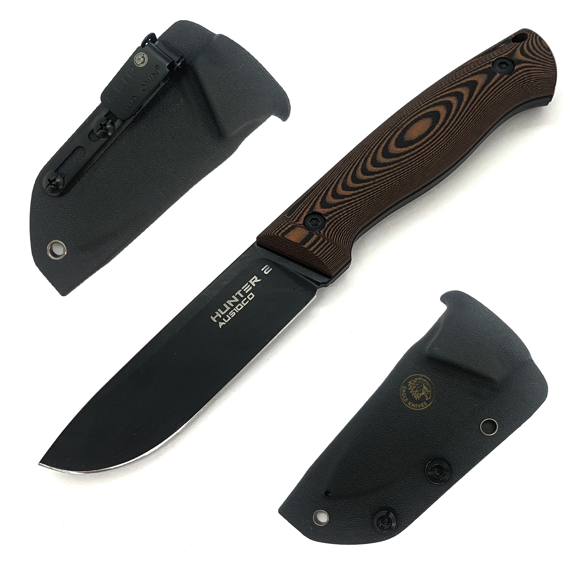 Нож раздел. Eagle Knives Hunter 2, кл. черный AUS10Co рук. микарта микс